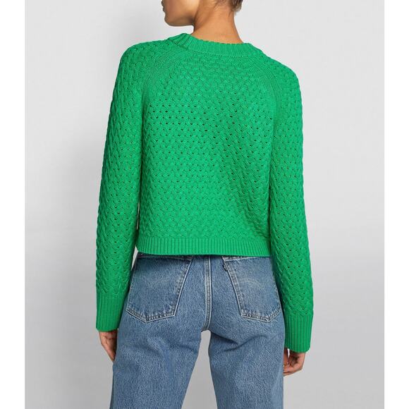 Alice + Olivia Leta Longsleeve Crop Top Sweater Kelly Green Size: Xtra Small - Picture 2 of 10